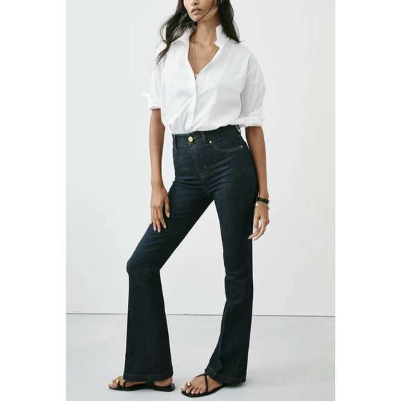 SPANX Denim - Spanx SPANXshape EveryWear Flare Jeans Slimming Raw Indigo Dark Wash Small